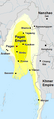 Image 5Pagan Kingdom during Narapatisithu's reign. Burmese chronicles also claim Kengtung and Chiang Mai. Core areas shown in darker yellow. Peripheral areas in light yellow. Pagan incorporated key ports of Lower Burma into its core administration by the 13th century. (from History of Myanmar)