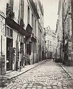 La rue du Jardinet en la Ribera izquierda, demolida por Haussmann para abrir el bulevar Saint-Germain