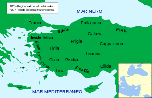 Localizzazione della Frigia in Anatolia