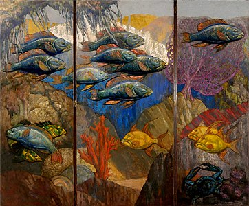 Paravent poissons Poissons des Bermudes. 1957. Collection Musée des Beaux-Arts de Reims, France. Numéro d'inventaire 2001.2.5