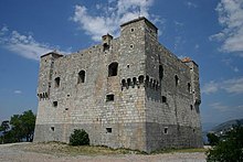 A rectangular fortress made of stone