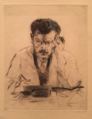 Self-portrait with cigar, drawing (1918)