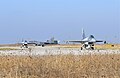 F-15Es of the 336th Fighter Squadron and Romanian F-16s during operation Castle Forge.