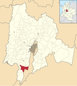 Location of the municipality and town inside Cundinamarca Department of Colombia