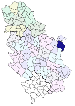 Locatie van de gemeente Negotin in Servië