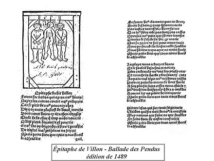 La Ballade des pendus ou Épitaphe de François Villon - fac-similé édition de 1489 par Pierre Levet