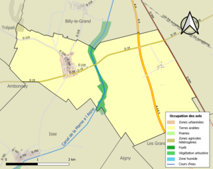 Carte en couleurs présentant l'occupation des sols.