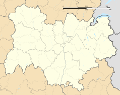 Mapa konturowa regionu Owernia-Rodan-Alpy, na dole znajduje się punkt z opisem „Félines-sur-Rimandoule”