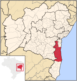 Ligging van de Braziliaanse microregio Ilhéus-Itabuna in Bahia