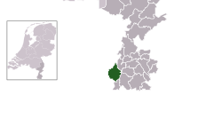 Highlighted position of Maastricht in a municipal map of Limburg