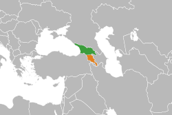 Map indicating locations of Georgia and Armenia