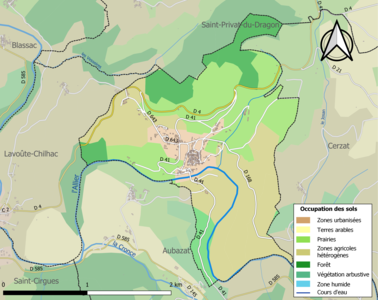 Carte en couleurs des infrastructures et de l'occupation des sols de la commune.