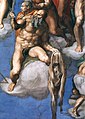 Apostolul Bartolomeu ținând în mână propria sa piele cu autoportretul lui Michelangelo pe fresca "Judecata de Apoi" din Capela Sixtină (Vatican)