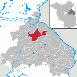 Läget för staden Wriezen i Landkreis Märkisch-Oderland