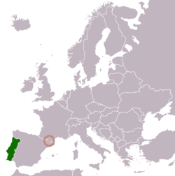 Map indicating locations of Andorra and Portugal