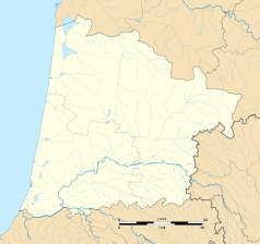 Mapa konturowa Landów, blisko centrum na prawo znajduje się punkt z opisem „Arue”