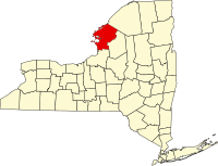 ジェファーソン郡の位置を示したニューヨーク州の地図