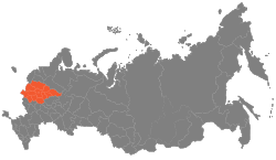 Vị trí của Vùng kinh tế Trung tâm trên bản đồ Nga