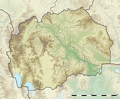 Mapa konturowa Macedonii Północnej, u góry po lewej znajduje się punkt z opisem „Szar Płanina”