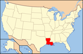 نقشه ایالت‌های آمریکا همراه برجسته‌بودن لوئیزیانا