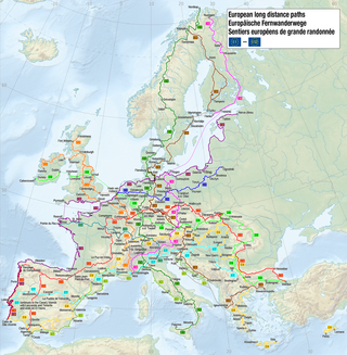 Mapa evropských dálkových tras