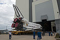 Discovery is moved toward the VAB