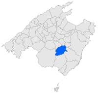 Localisation de Porreres dans l'île de Majorque.