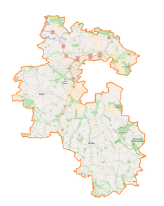 Mapa konturowa powiatu lubelskiego, u góry znajduje się punkt z opisem „Kozłowiecki Park Krajobrazowy”