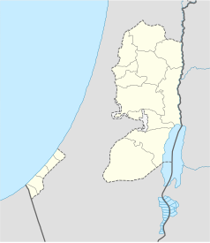 Mapa konturowa Palestyny, u góry po prawej znajduje się punkt z opisem „Nablus”