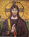 Mosaik aus dem 6. Jahrhundert, das Christus mit Kreuznimbus zeigt.