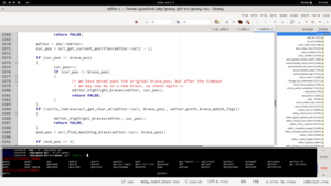 Geany גרסה 1.38 בפעולה על שולחן העבודה GNOME