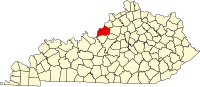 Locatie van Jefferson County in Kentucky
