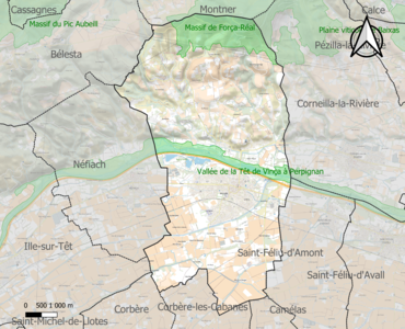 Carte des ZNIEFF de type 1 sur la commune.