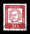 Selo postal da República Federal Alemá dedicado a Bach.