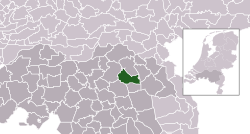 Highlighted position of Uden in a municipal map of North Brabant