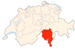 Kort som viser hvor i Schweiz Ticino ligger