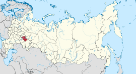 Tatarstanin tasavalta Venäjällä, alla kaupungin sijainti tasavallassa