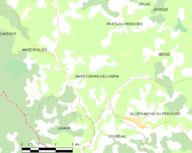 Mapa obce Saint-Cernin-de-l’Herm