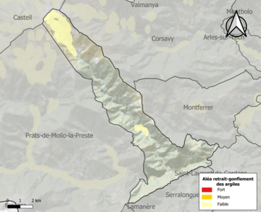 Carte des zones d'aléa retrait-gonflement des argiles.