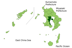 Elhelyezkedése Kagosima térképén