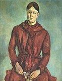 Madame Cézanne Mewn Ffrog Goch Tua 1890-1894 Amgueddfa Gelf São Paulo