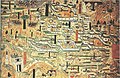 Les monastères Tang des monts Wutai, peinture murale Xe siècle, Grotte 60 de Mogao, Dunhuang.