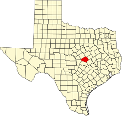 Karte von Bell County innerhalb von Texas