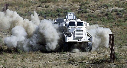 A Casspir de-mining vehicle in the vicinity of the Bagram Airfield in Afghanistan.