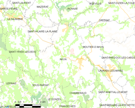 Mapa obce Ahun
