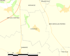 Carte de la commune de Corancez.