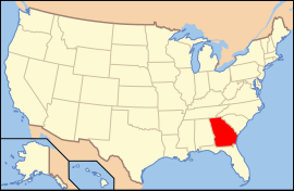 نقشه ایالت‌های آمریکا همراه برجسته‌بودن جورجیا