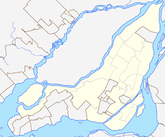Mapa konturowa Montrealu, po prawej nieco na dole znajduje się punkt z opisem „Bell Centre”