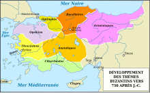 Carte des thèmes byzantins en 750