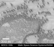 Surface of Mars taken by Mars Global Surveyor on 10 August 1999.